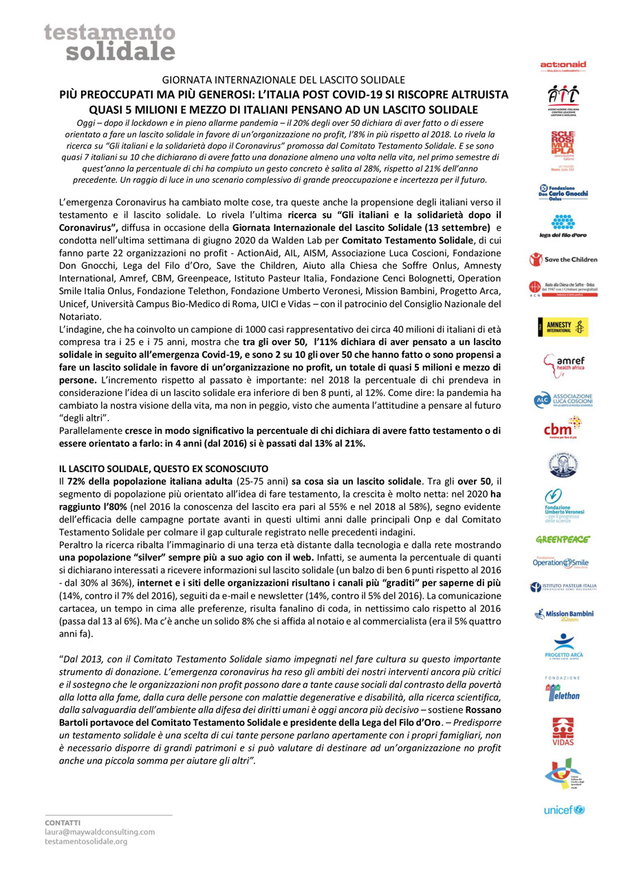 La giornata internazione del lascito solidale