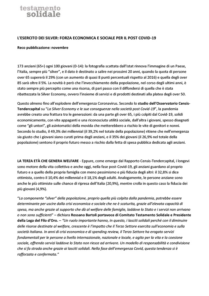 L’esercito dei silver: forza economica e sociale per il post Covid-19